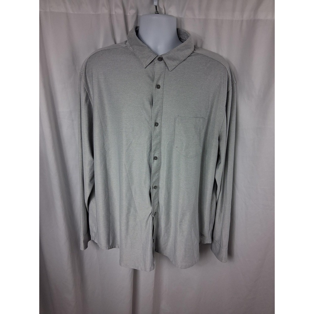 Performance Button Down Shirt Mens 2XL Gray Long Sleeve Stretch Lightweight